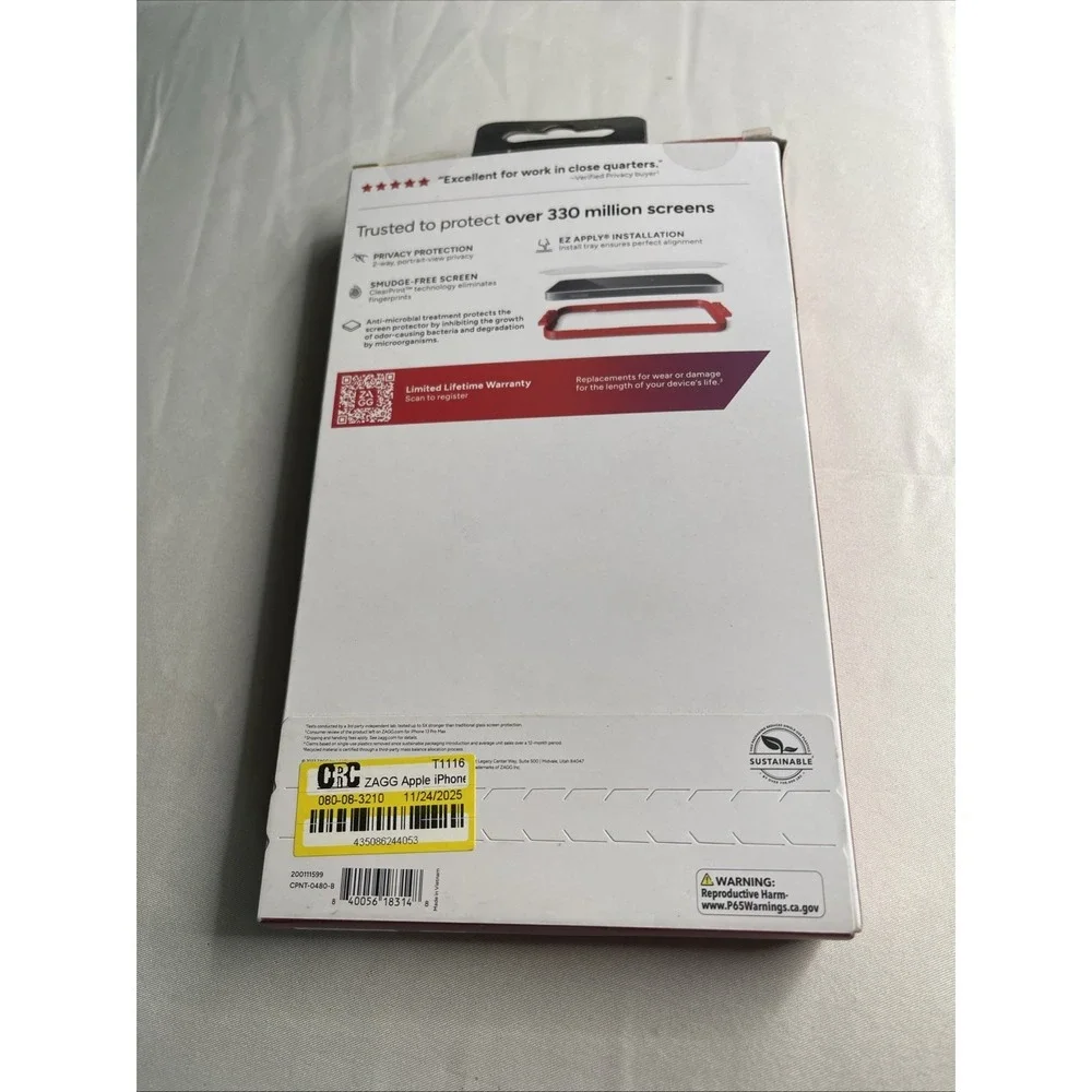 ZAGG Glass Privacy Screen Protector for iPhone 15 Pro Max - 5x Stronger NEW !!!